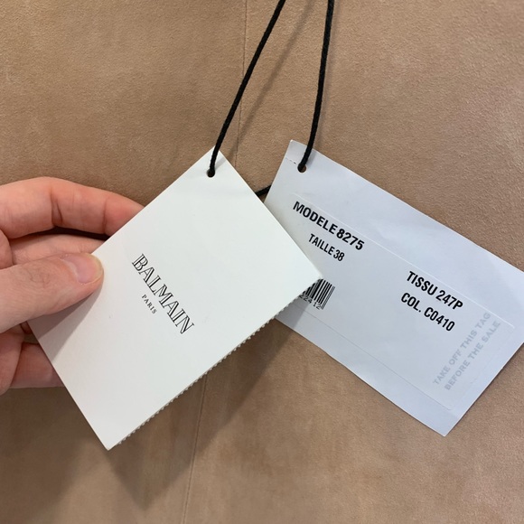 Balmain Pale Pink Suede Leather Top Size FR 38 - Picture 10 of 12